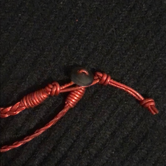 Anthropologie Red Leather Agate Wrap Bracelet - Picture 5 of 7